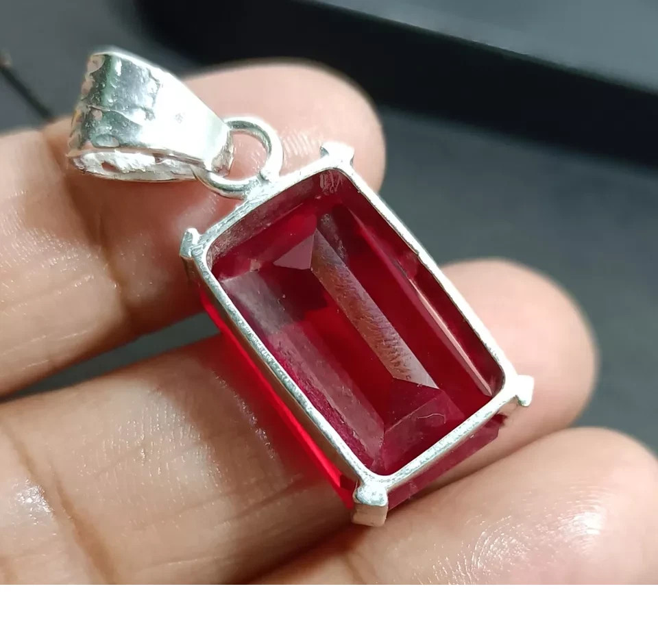 GIE Certified 42.68 Ct Natural RUBY 925 Solid Silver Pendant Loose Gemstone