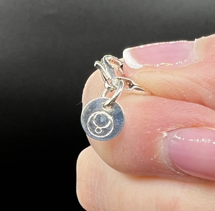 Sterling Silver Lasso Type Necklace, Round Pendant With Dangles, 24”