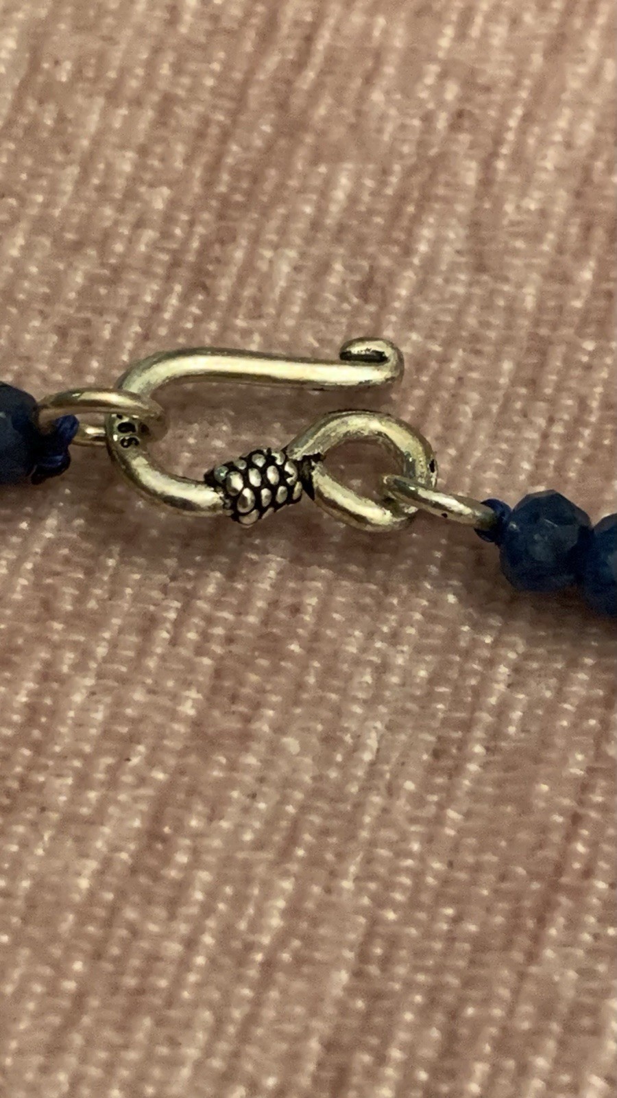 Lapis Lazuli Pendent with Beaded Chain 925 Sterling Silver Handmade Necklace