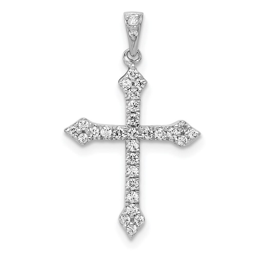 Round 0.22Ct Lab Grown Diamond Cross Pendant 14K White Gold ( VS/SI,GH)