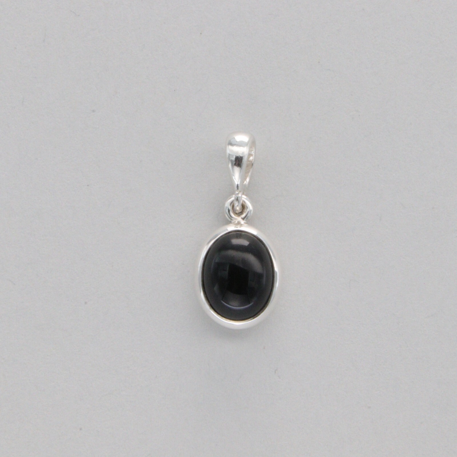 Oval BLACK ONYX Pendant – 925 STERLING SILVER Natural Genuine Gemstone #32e