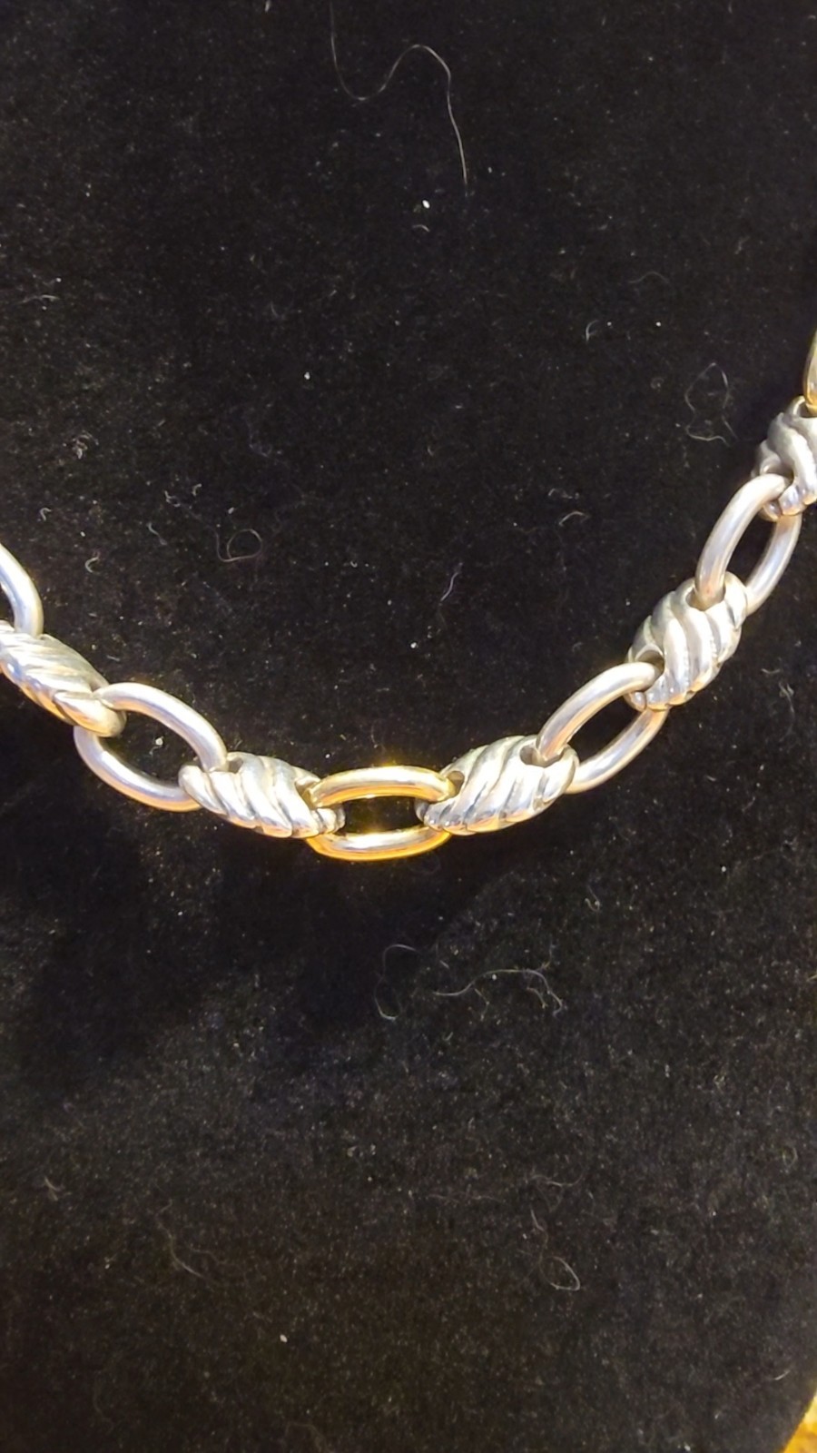 Stunning heavy designer sterling silver 18k gold loop chain necklace by Alisa