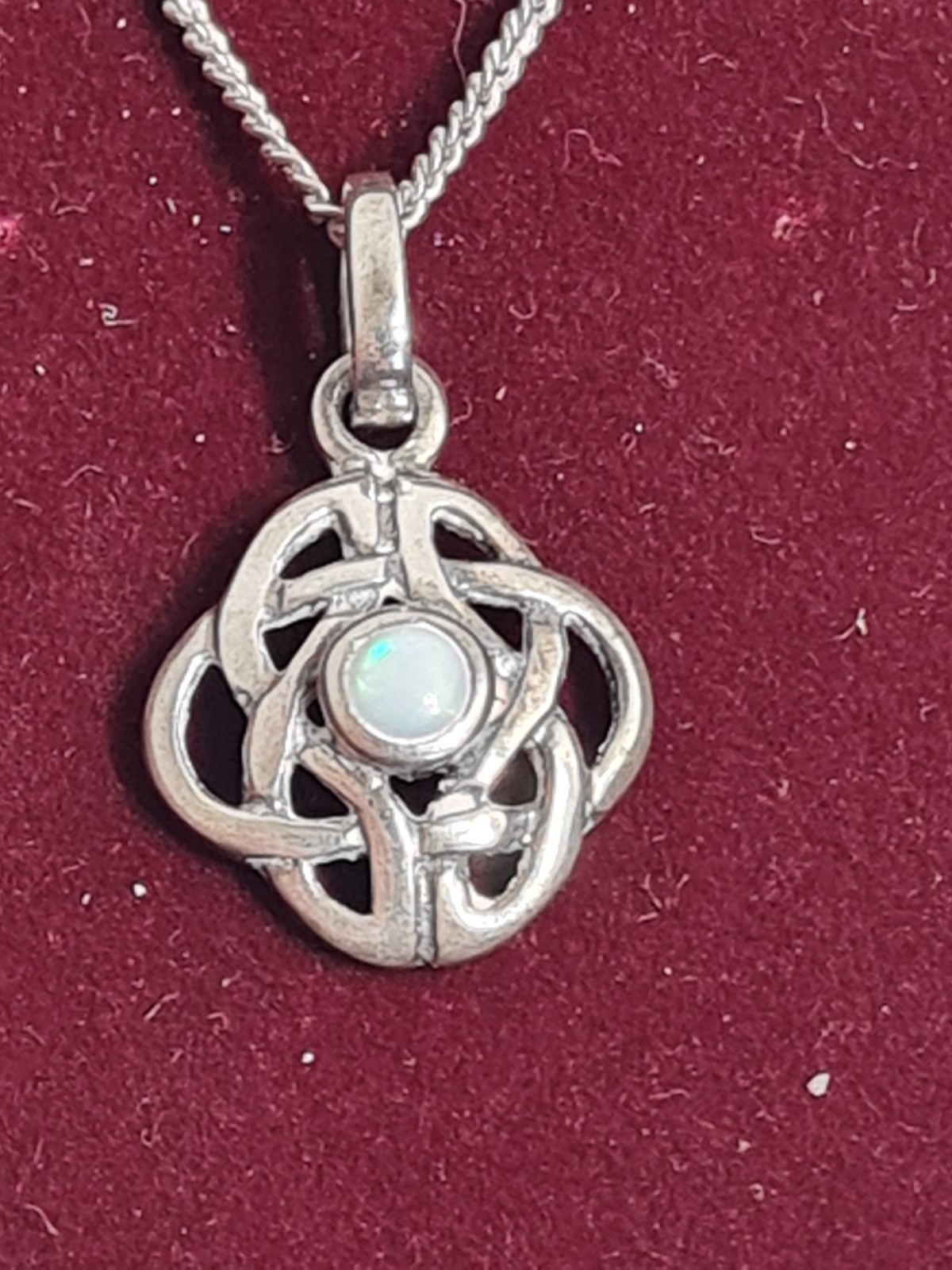 Past Times Celtic Opal Birthstone Pendant & Sterling Silver 40 cm Chain