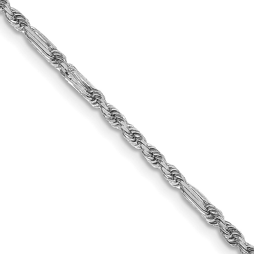 14K White Gold 1.8mm Diamond-cut Milano Rope Chain Necklace 24″ for Women Men