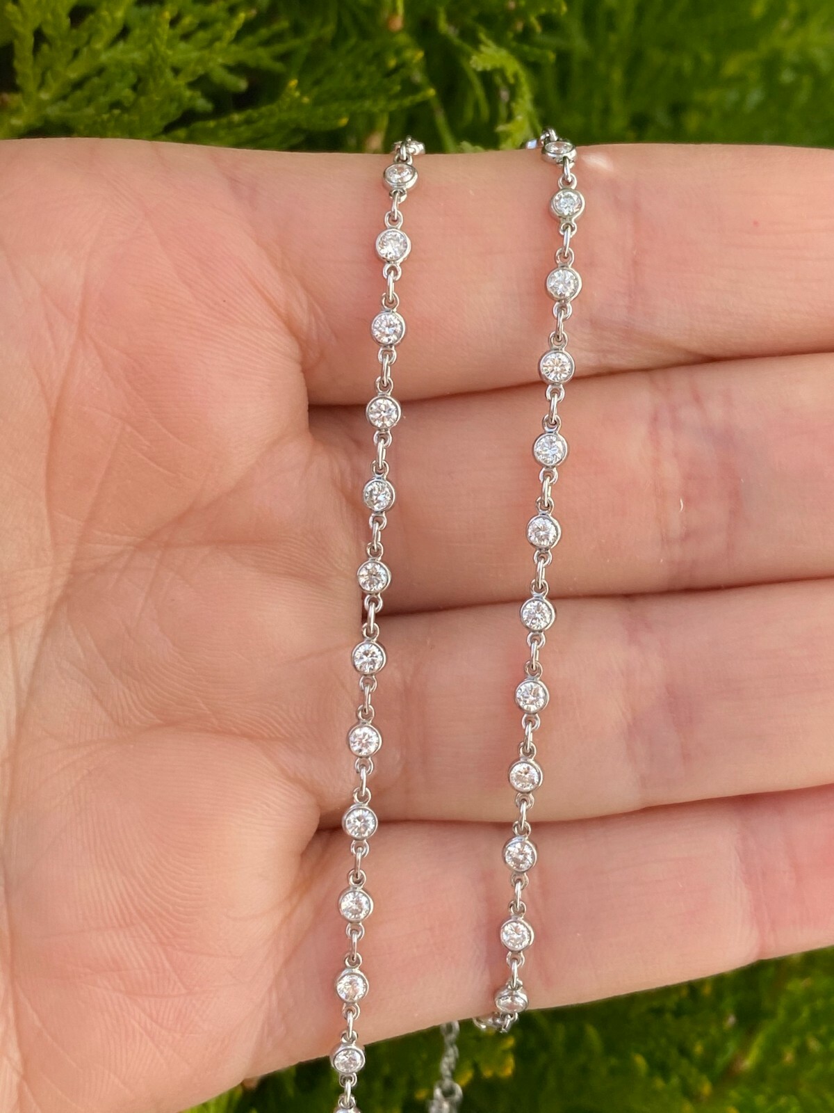 Platinum Diamonds by the Yard Necklace 2.87 ct.H Color SI clarity 18”