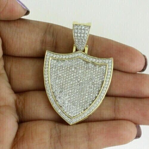 3Ct Lab Created Diamond Round Cluster Charm Men’s Pendant 14K Yellow Gold Plated