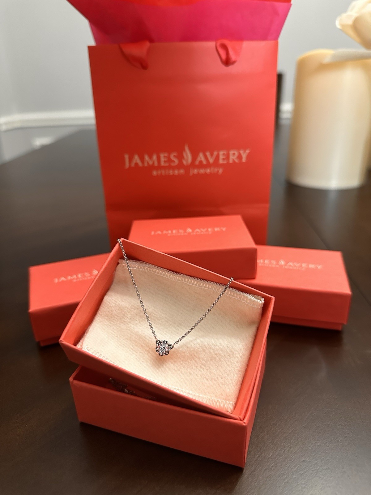 James Avery Cherished Birthstone Necklace April White Sapphire, 16 inch