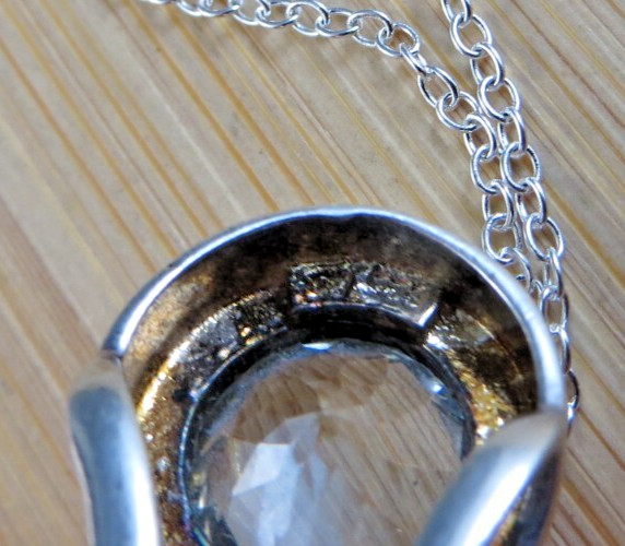 Very Light Blue Topaz Sterling Silver Round Pendant 18″Chain Necklace #586