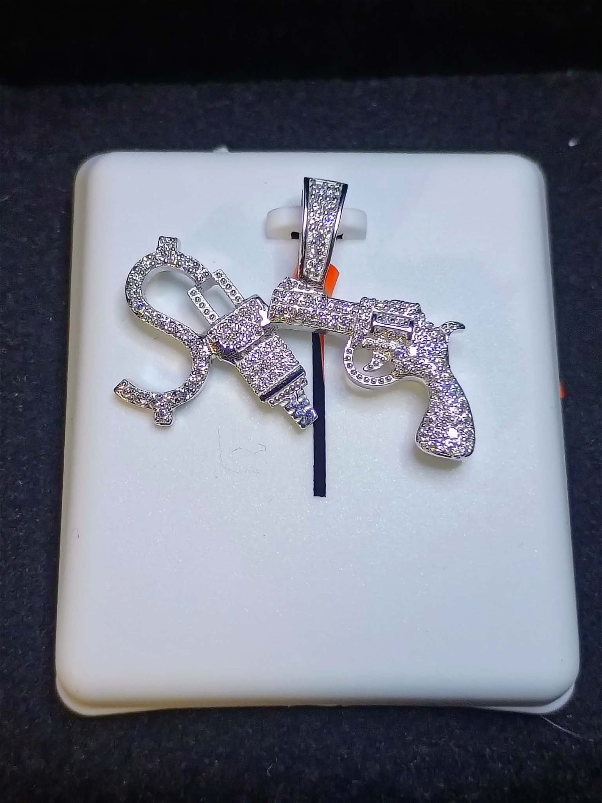 Real Moissanite 2.50Ctw Pendant Custom “Money Gun” Sterling Silver 925 Hustler