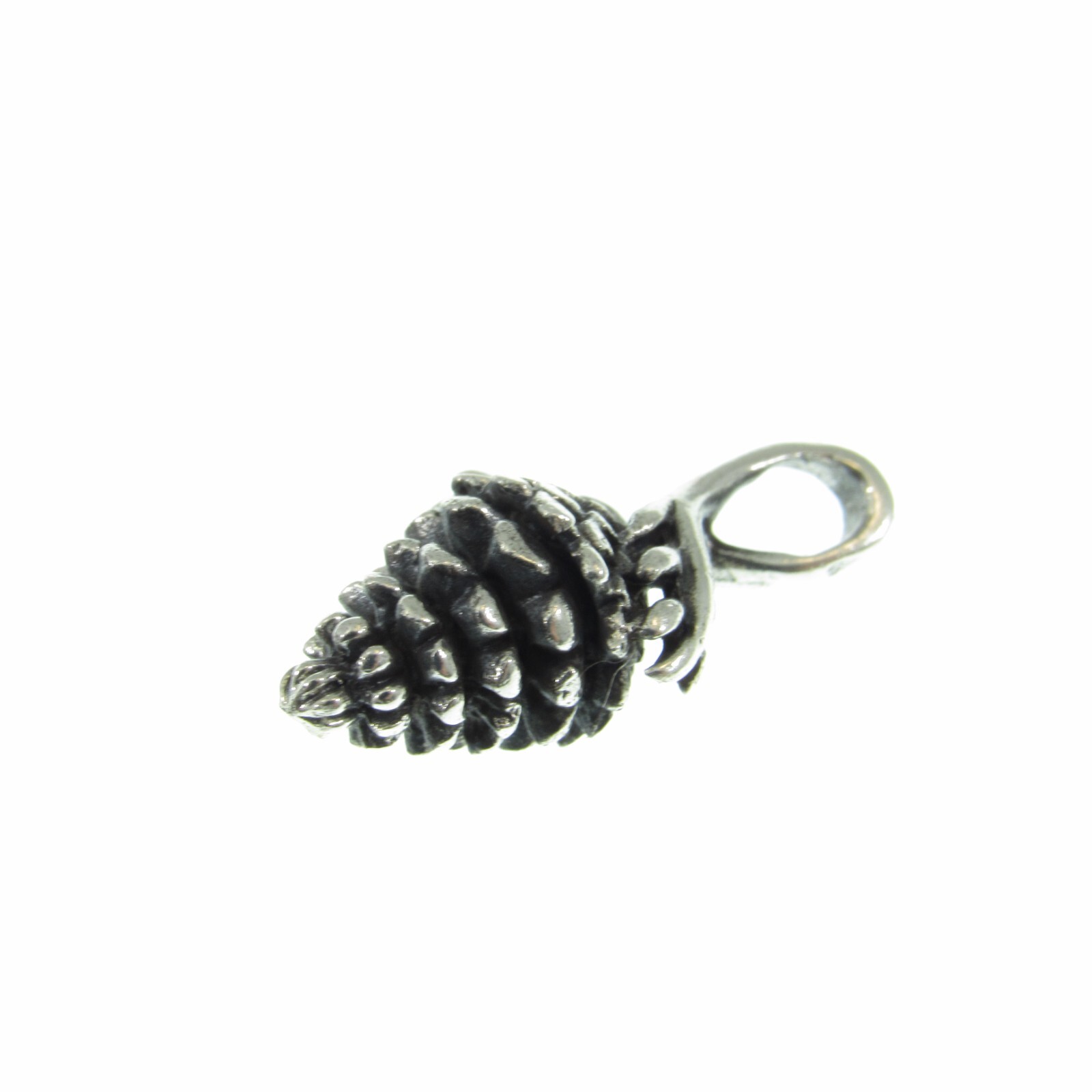Small Solid 925 Sterling Silver 3D Pinecone Charm Pendant, Nature Forest Jewelry