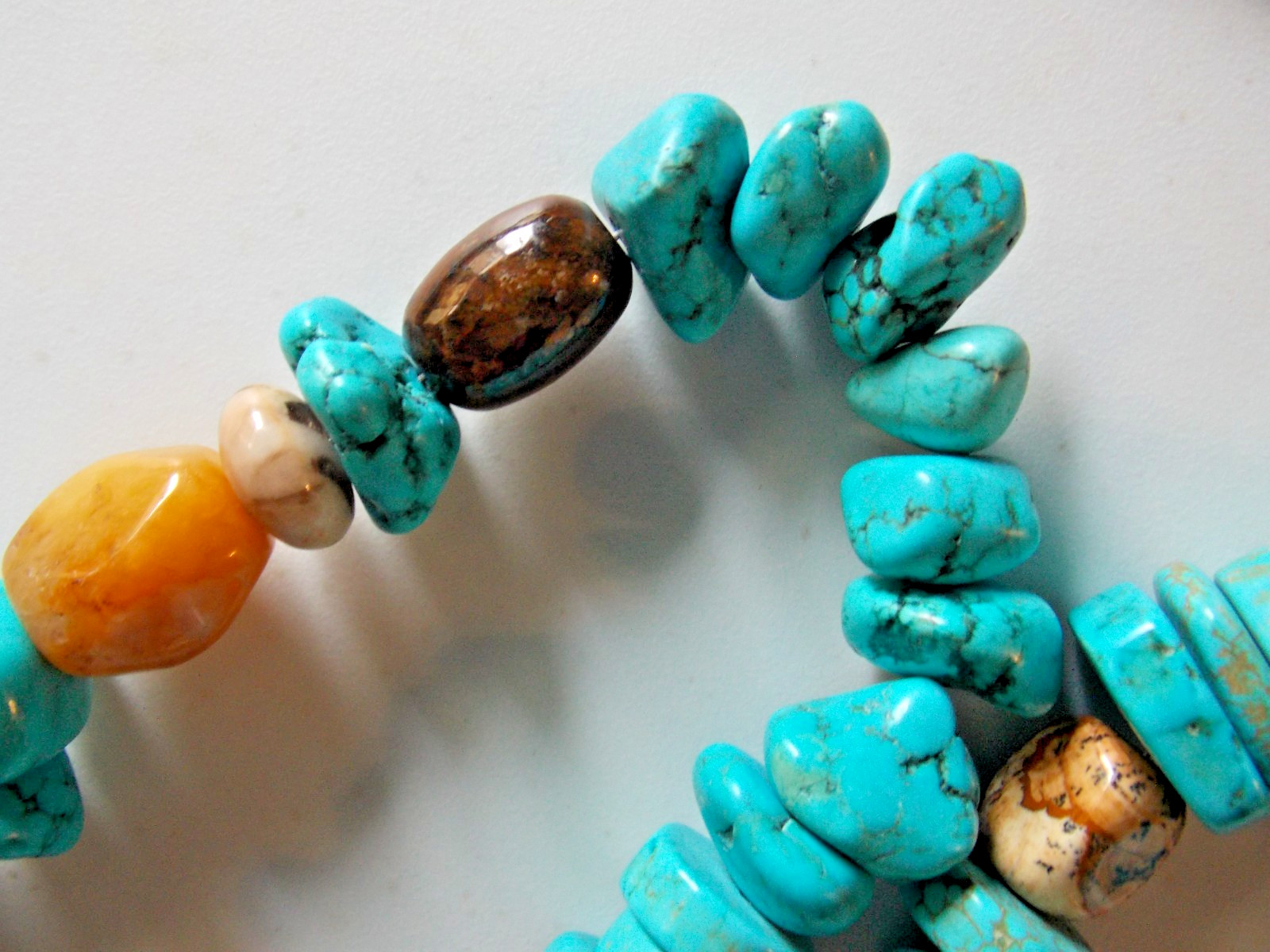 AIL STERLING SILVER TURQUOISE NUGGET NECKLACE 30″ SEMI PRECIOUS STONES