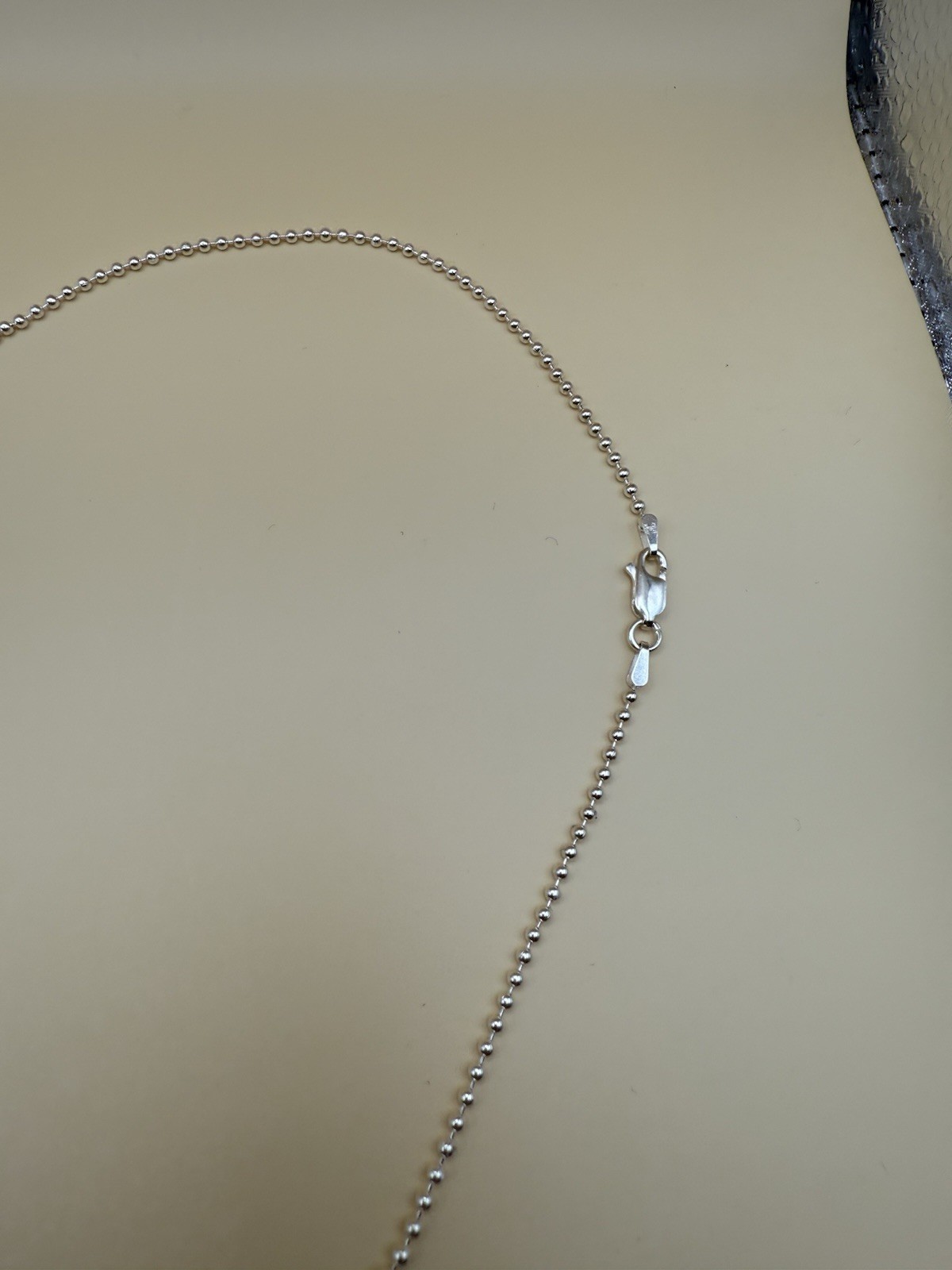 925 Sterling Silver Tri-Color Ball Bead Station Necklace 20” Italy