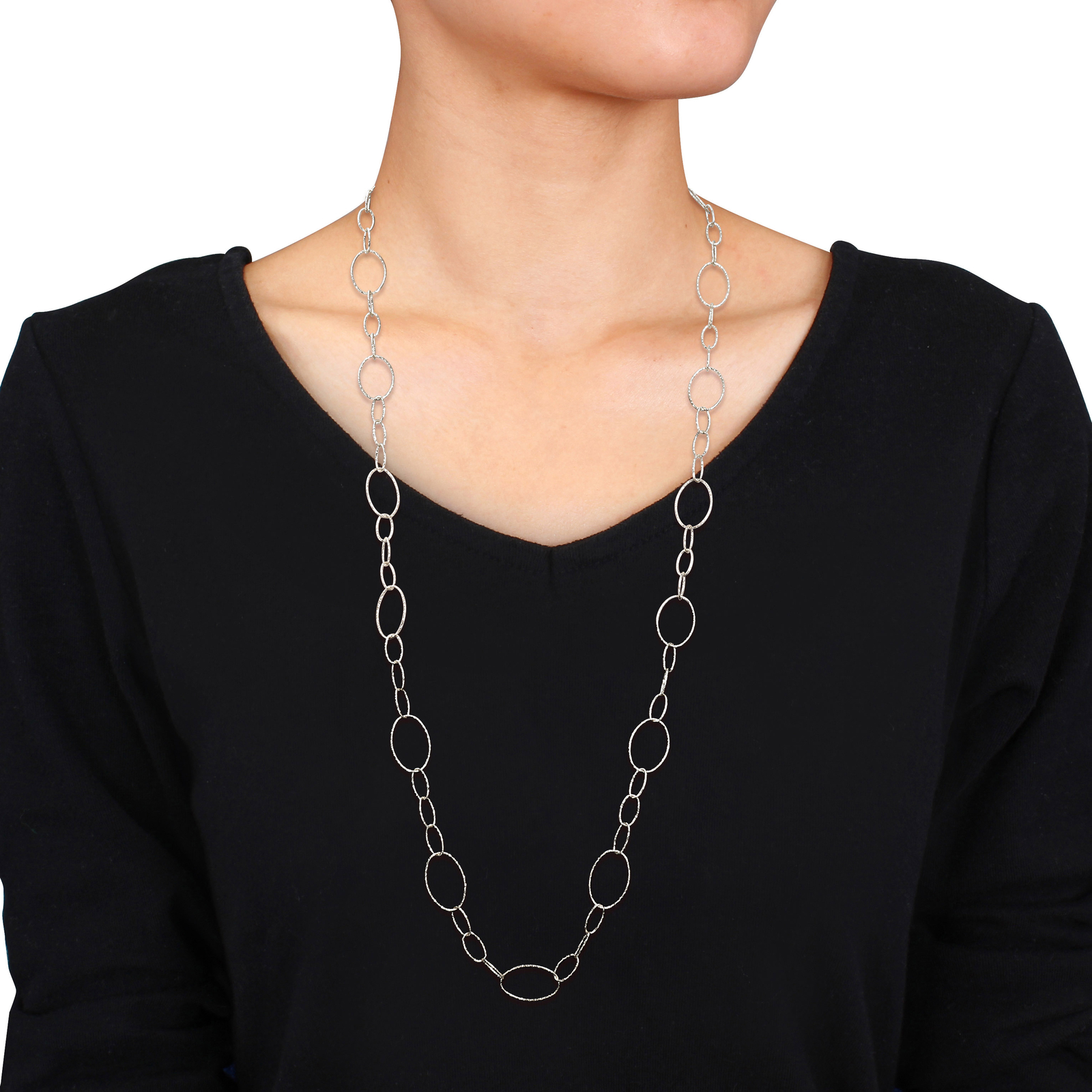 Amour Sterling Silver 13mm Fancy Oval Link Chain Necklace – 30 in.