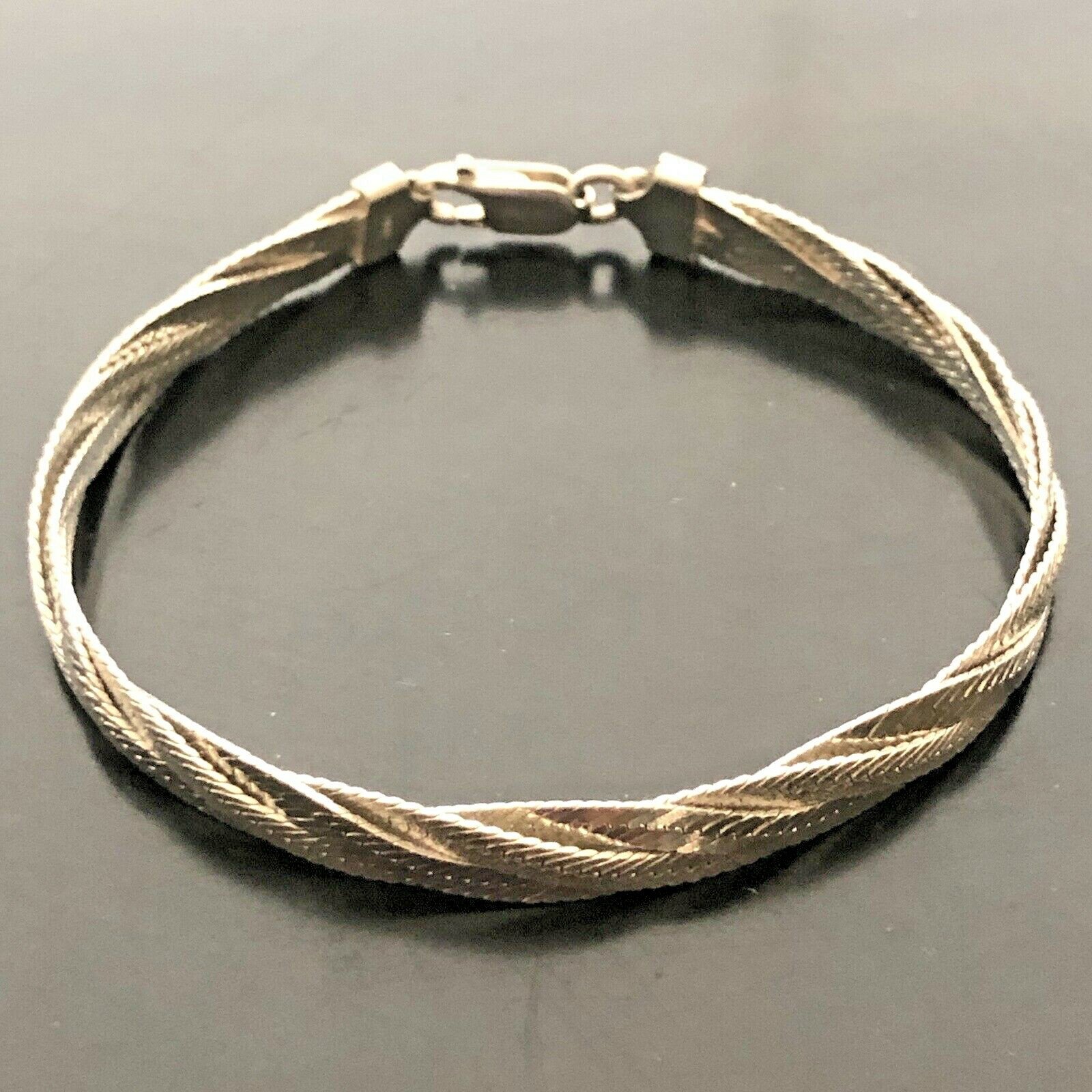 Milor Sterling 925 Italian Herringbone Braided Bracelet Fine Jewelry 7.5 L