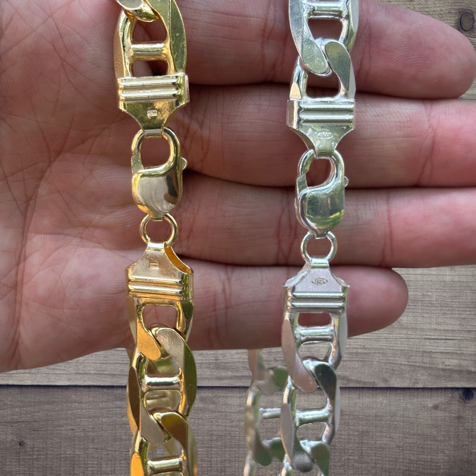13mm Mariner Chain Necklace – Real Solid 925 Sterling Silver Or 14k Gold Vermeil