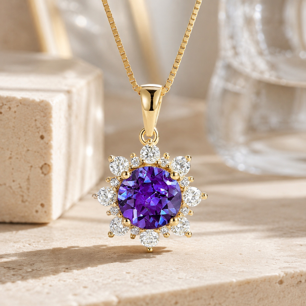 Alexandrite Necklace 925 Sterling Silver Color Changing Pendant Winter Jewelry