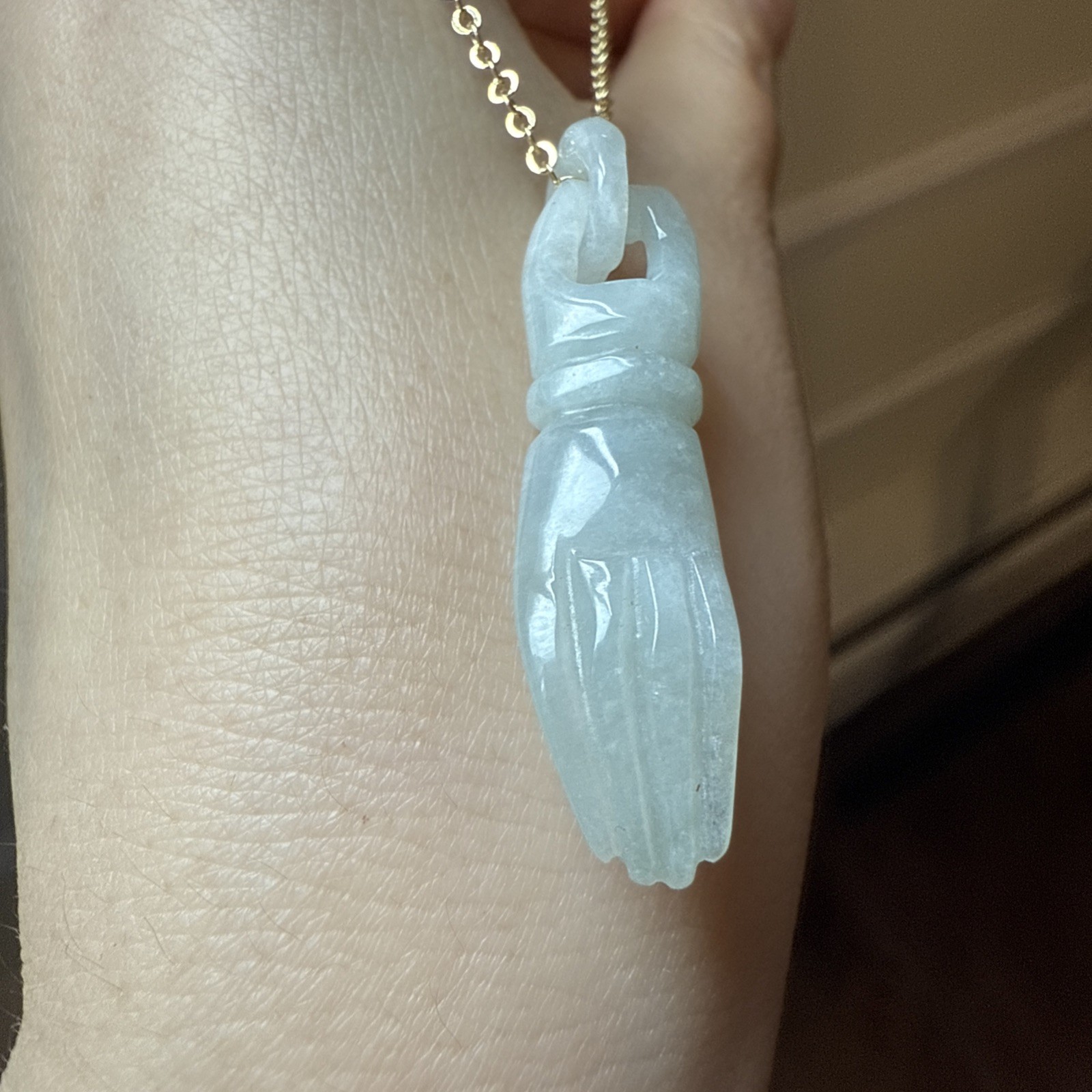純天然翡翠A貨 untreated Myanmar Burma Grade A Jadeite 純手工雕吊環佛手 水頭足 Buddha Hand