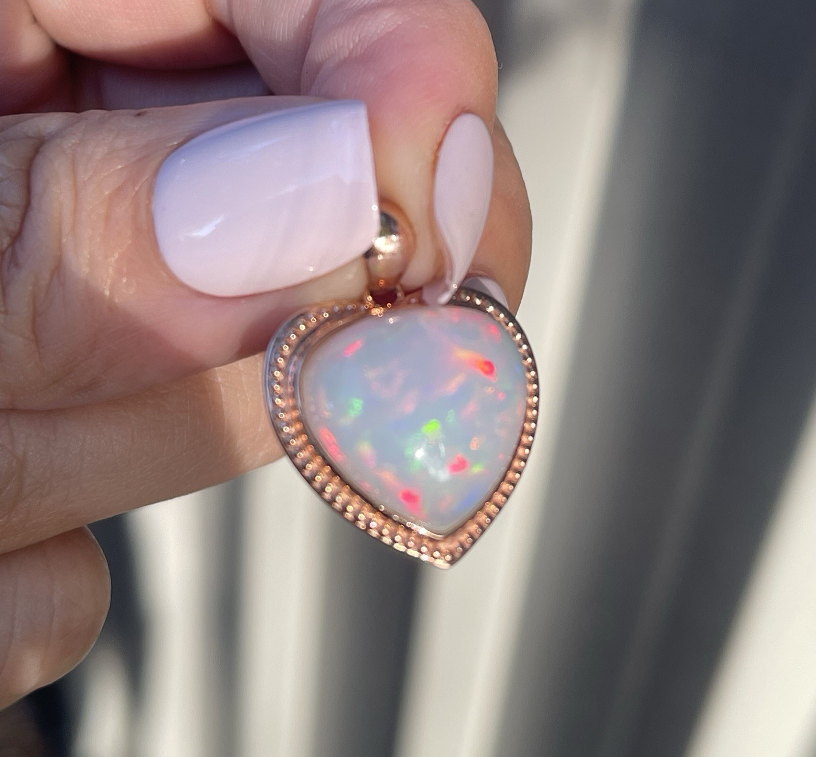 New 7.1ct Natural Solid Opal Love Heart Pendant In 9ct Rose Gold