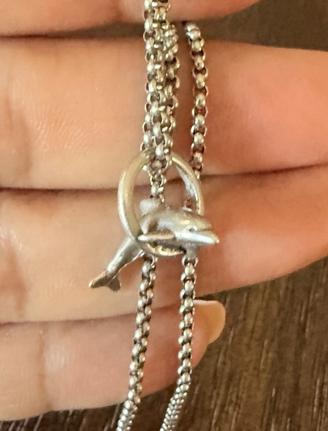 James Avery playful Dolphin charm Vintage Retired & JA chain 20”