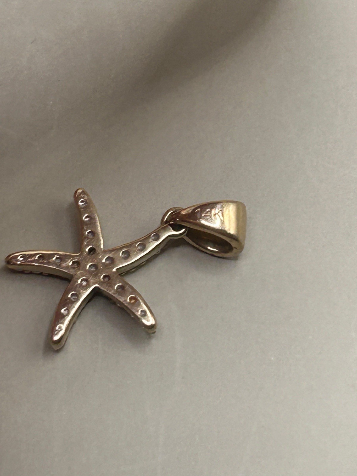 14K Yellow Gold Diamond Starfish Charm Pendant, Pavé Setting
