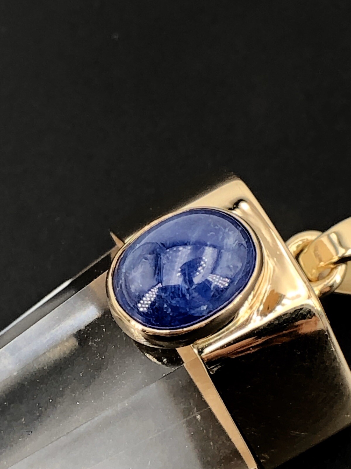 Unique 14k Gold Natural Quartz Point & Sapphire Pendant, 2.4″, New