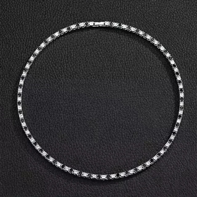 20Ct Round Cut Lab Created Black Diamond Tennis Necklace 14K White Gold Plated