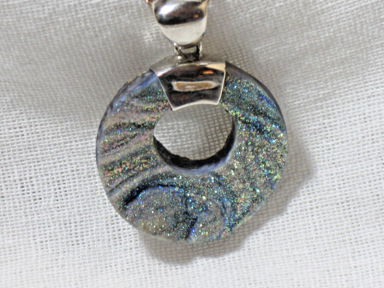 Reversible, Double Sided STARBORN Druzy Geode Quartz Pendant with Sterling Chain