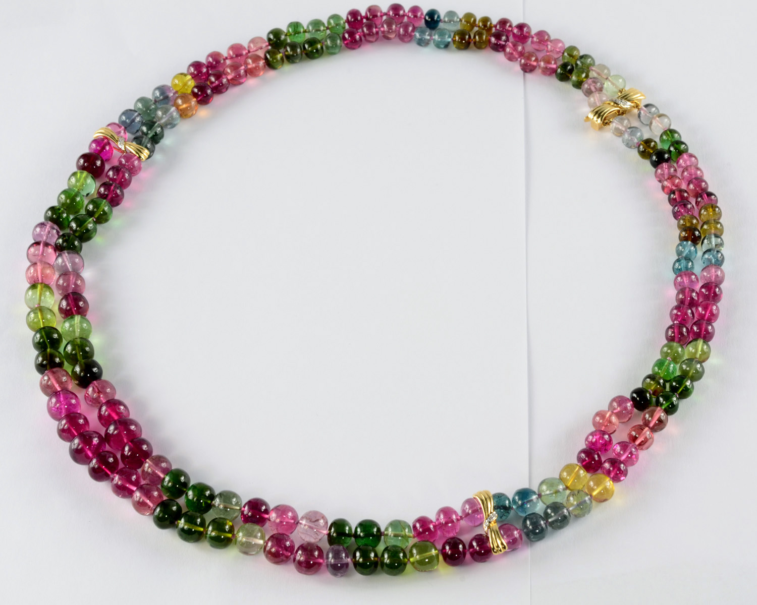 6.5mm-10mm Tourmaline Smooth Rondelle Bead 14k yellow gold Necklace 22.5″ Length
