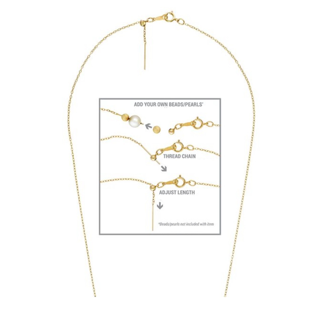 Add-A-Bead/Pearl Cable 14k Gold Filled, Silver Chain necklace or bracelet