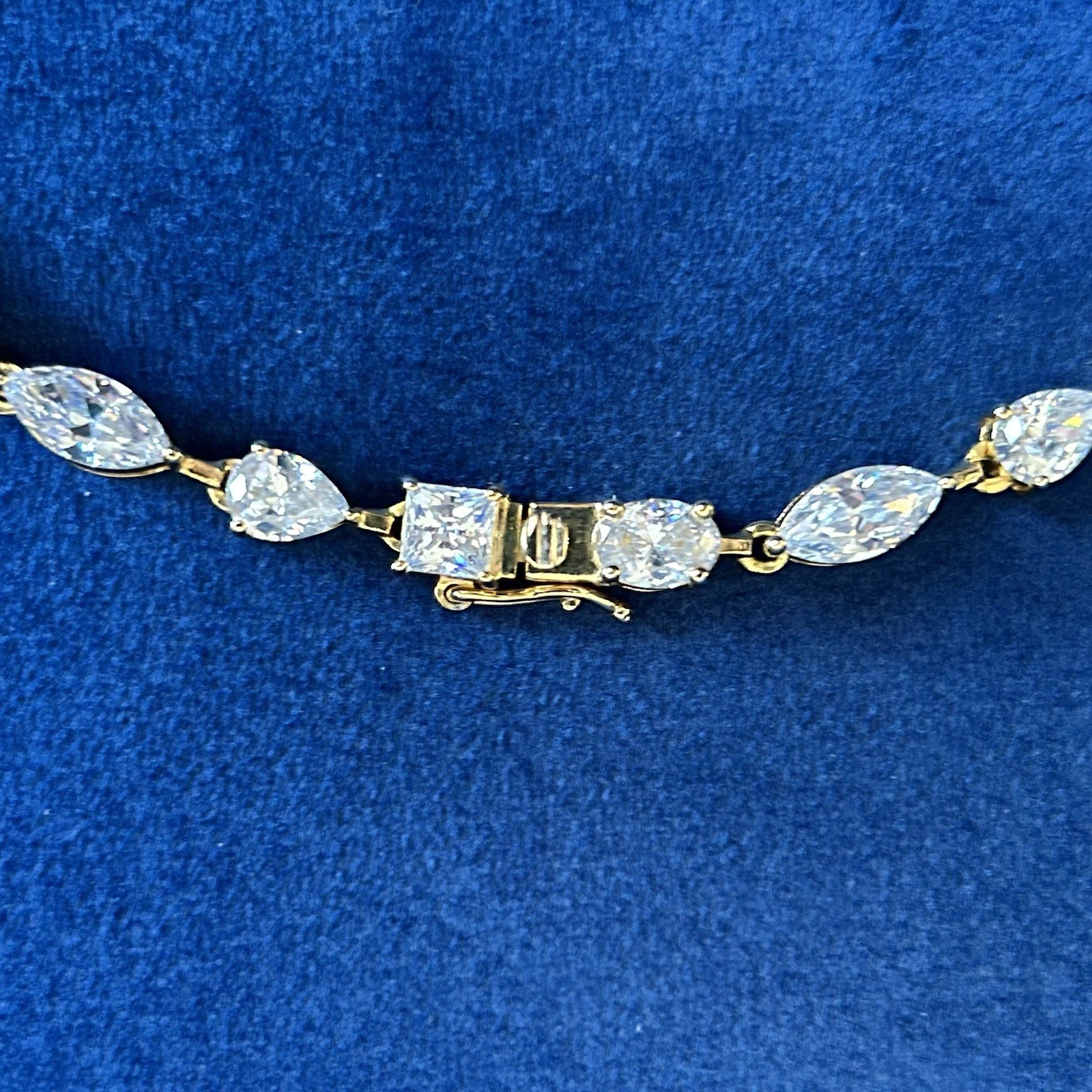Statement Choker Tennis Necklace Multi-Cut Stones 14K Yellow Gold Plated
