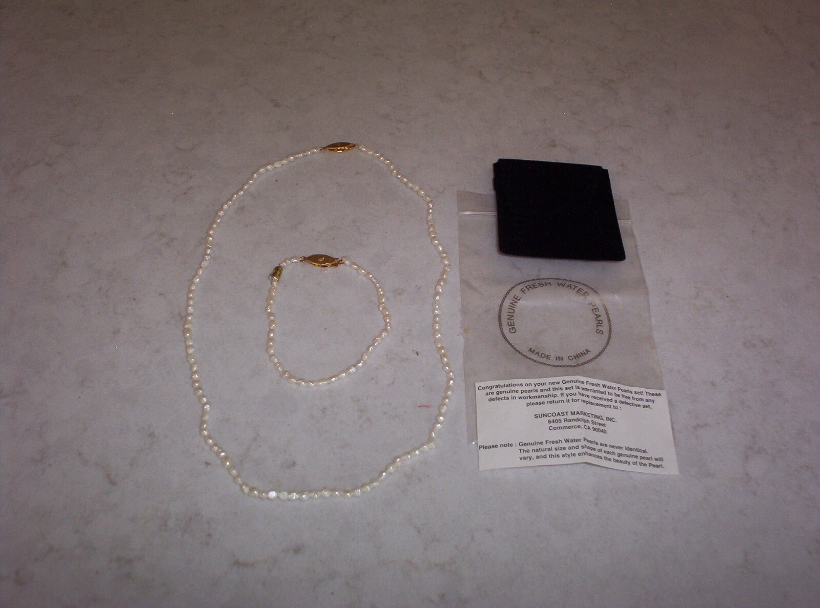 Vintage Fresh Water Pearl 20″ Necklace & 8″ Bracelet Set Never Worn Suncoast CA