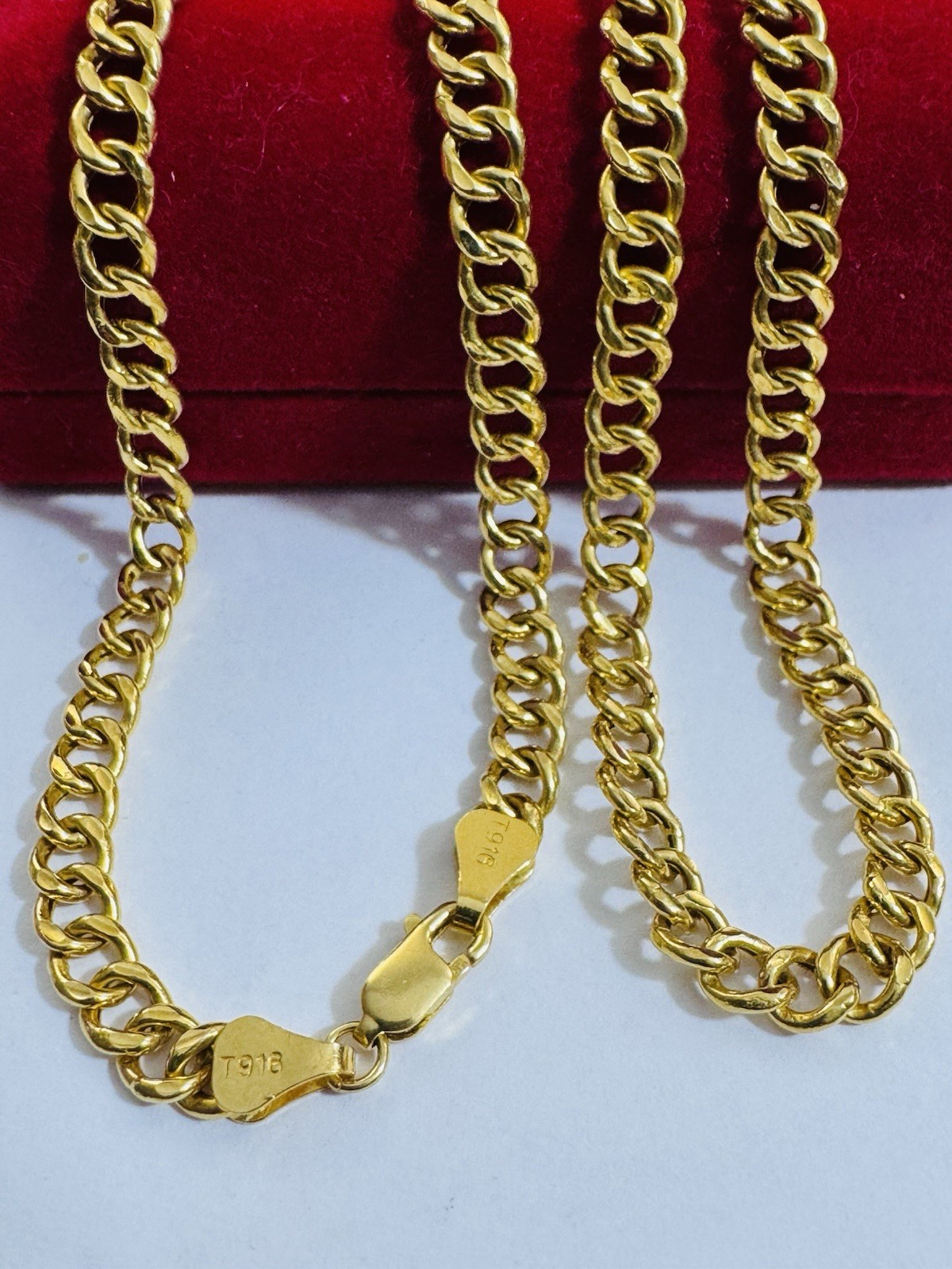Genuine 22K 916 Saudi Dubai Gold Cuban Chain Necklace 18.5/18” Inch 5mm 11.9g