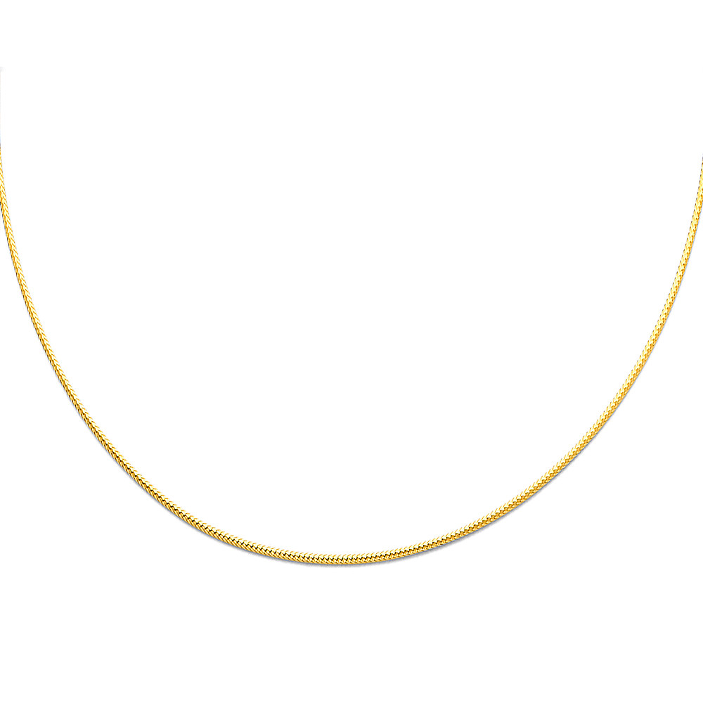 Real 14k Yellow Gold 1MM Sparkle Omega Necklace Chain 17″ Inch For Women Ladies
