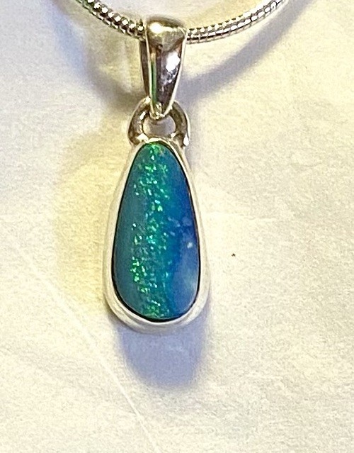 Natural Australian Opal Pendant 7/8” 925 Sterling Silver 🌹