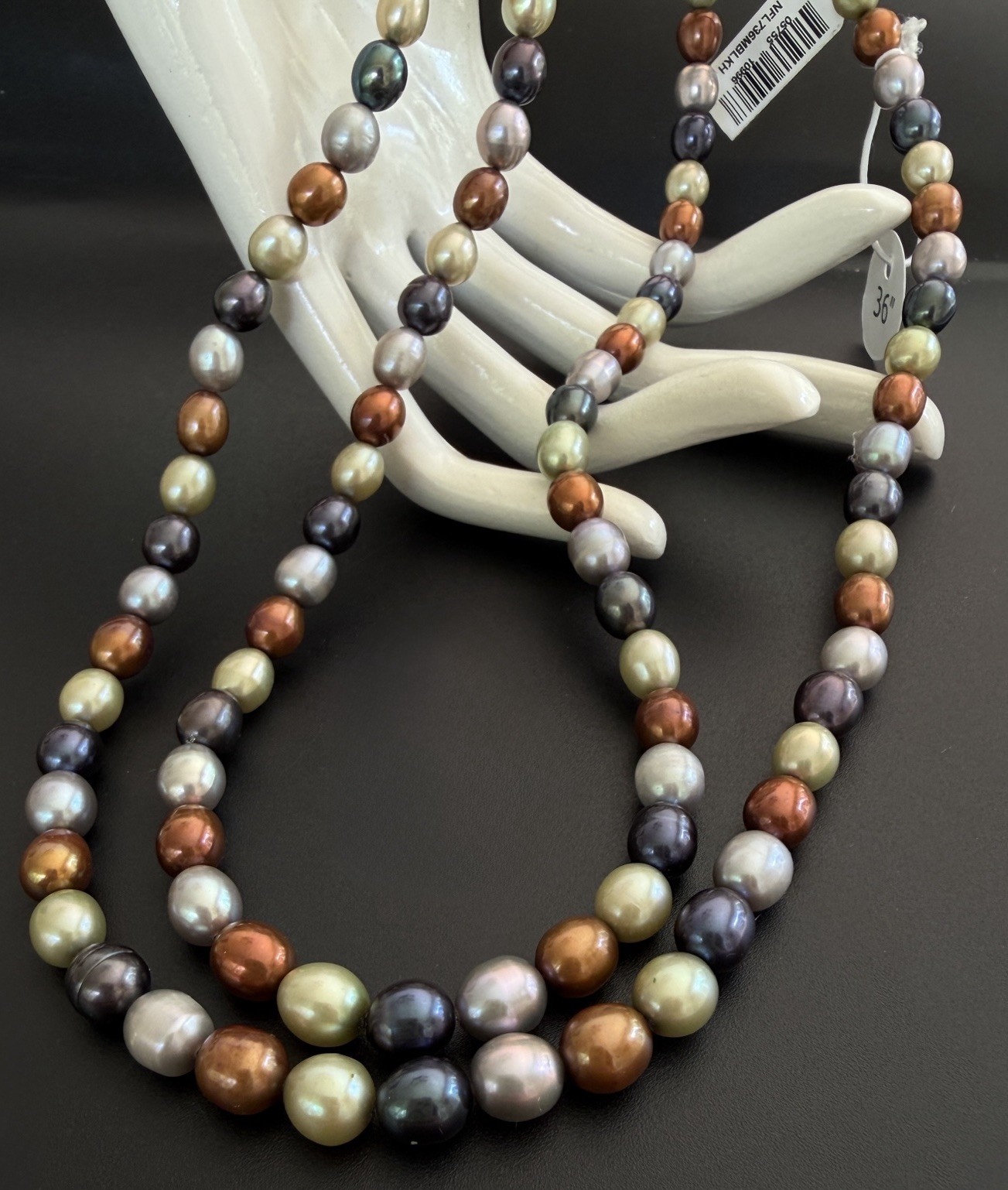 Kohls Freshwater Pearl Endless Necklace 36 In 7-8mm Multi Forest Earth Tone NWT