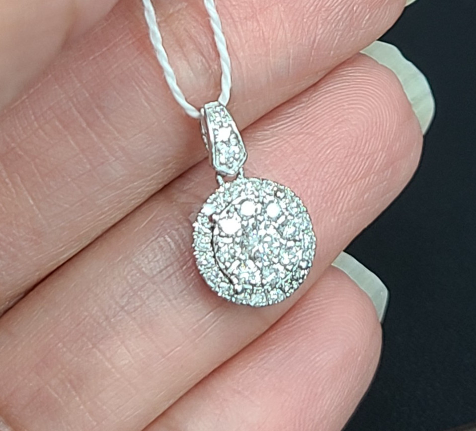 Deal! 0.55 CTW Genuine Cluster Diamond Round Halo Ladies Pendant Charm 14K Gold