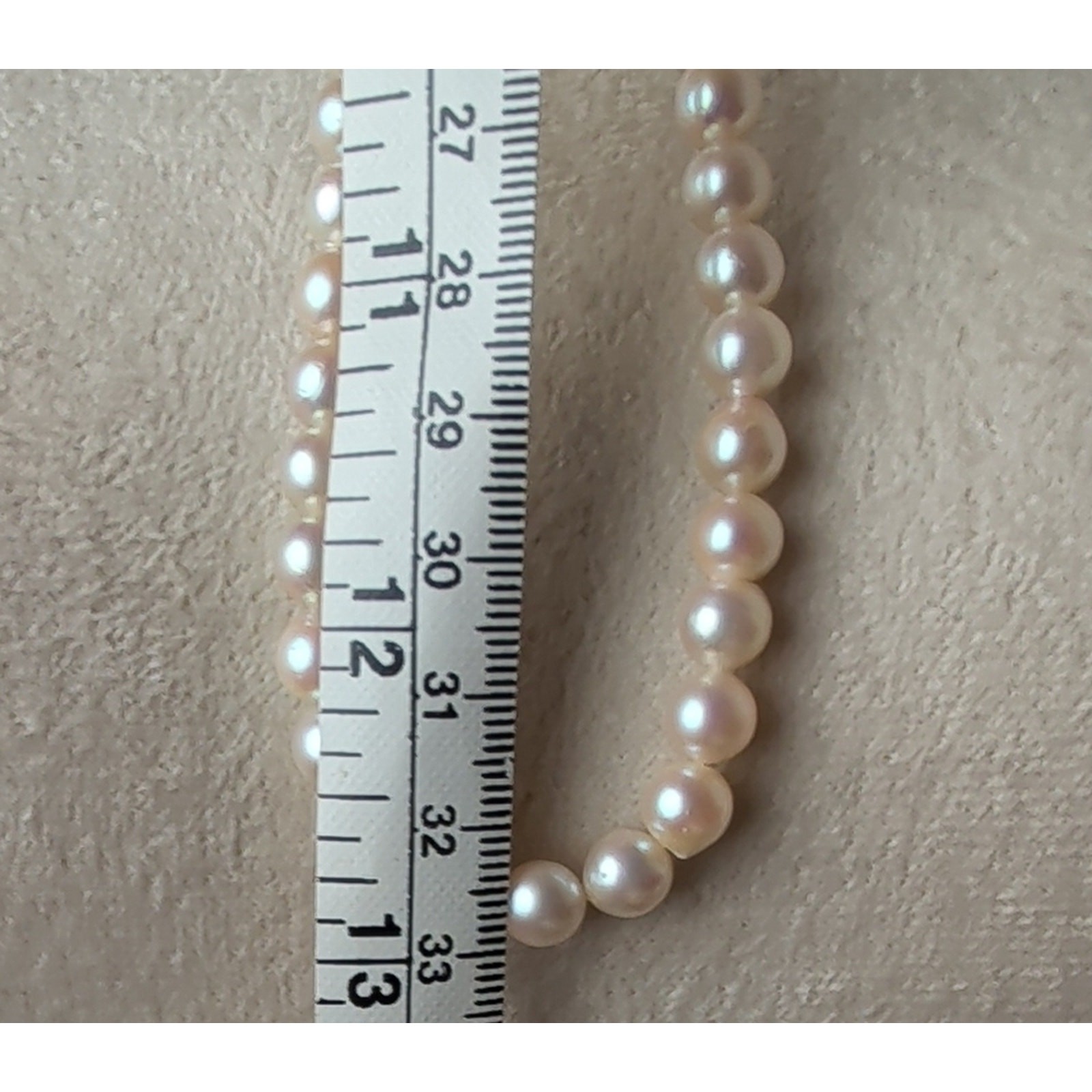 Vintage Genuine Cultured Pearl Necklace Sterling Silver Box Clasp 26″