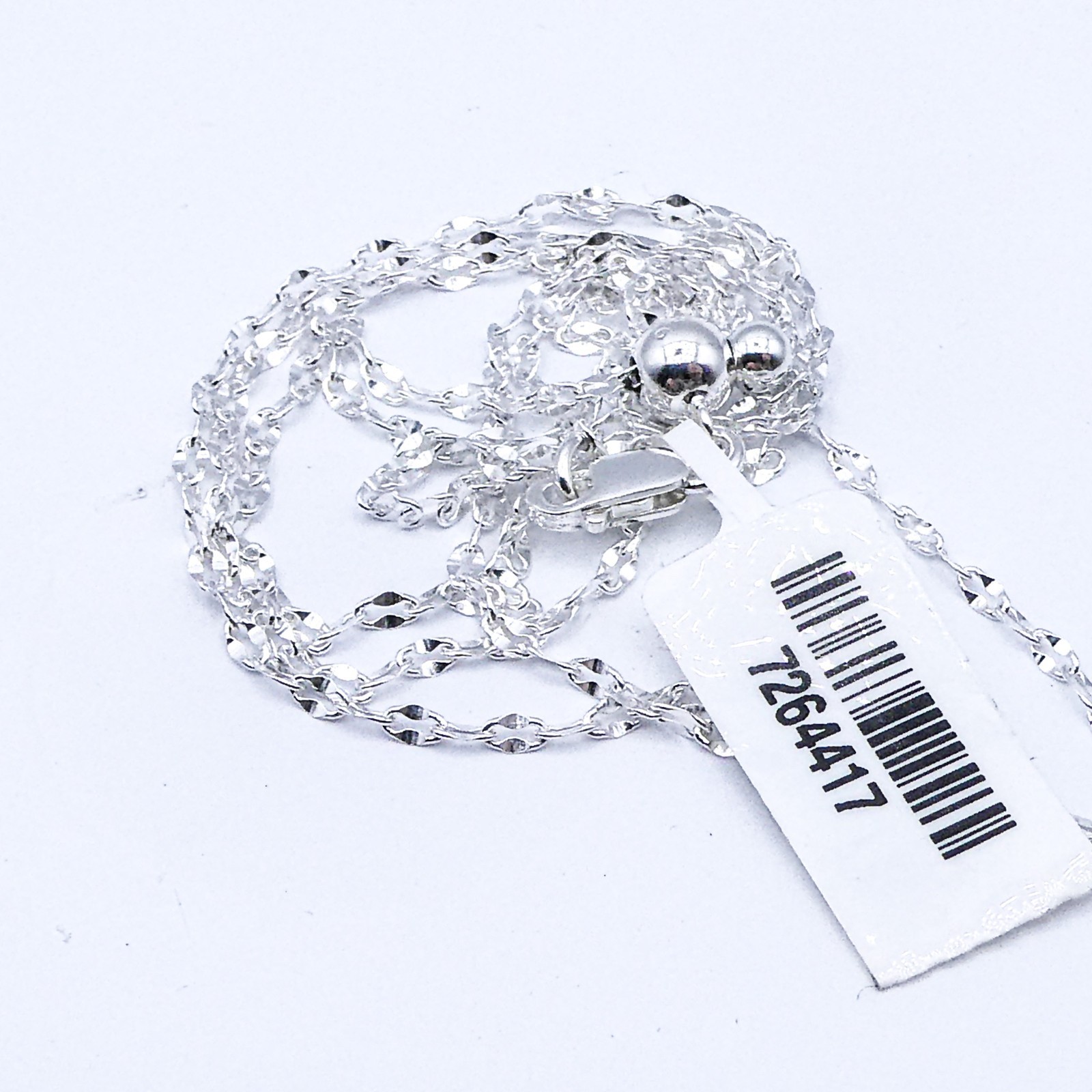 New Sterling Silver Italy Flat Link Adjustable Chain Necklace 23″ Stackable