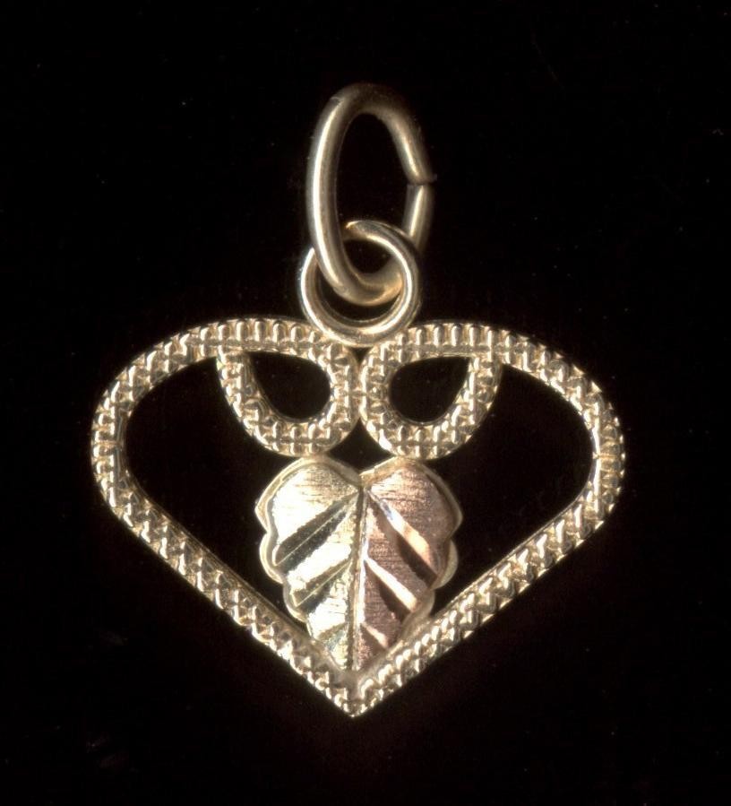 New 10K 15mm Fine Solid Yellow Rose Gold Heart Leaf Petal Pendant Charm -pj