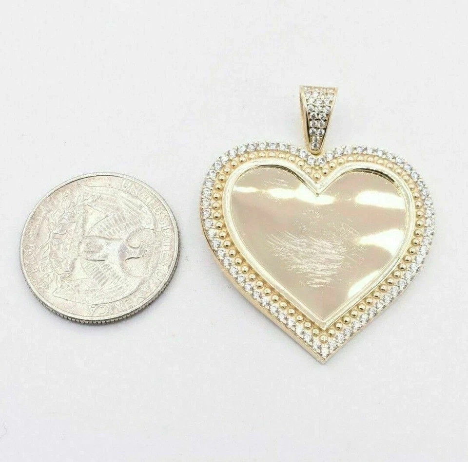 1.65 CT Heart Medallion Picture Frame Memory Diamond Pendant 10K Yellow Gold FN