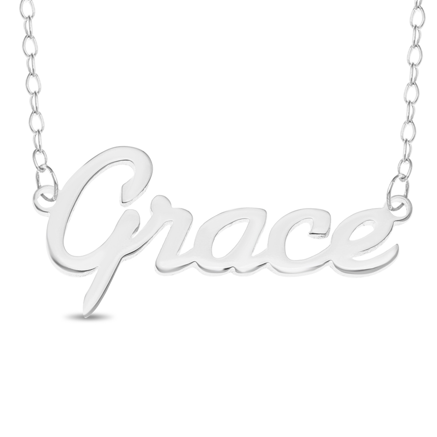 Grace Name Plate Necklace Pendent Sterling Silver female Personalized Custom