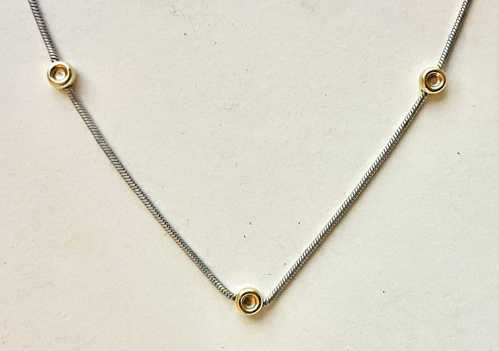 SILPADA Sterling Silver 14k Gold Filled Bead STATION 17″ SNAKE CHAIN NO673