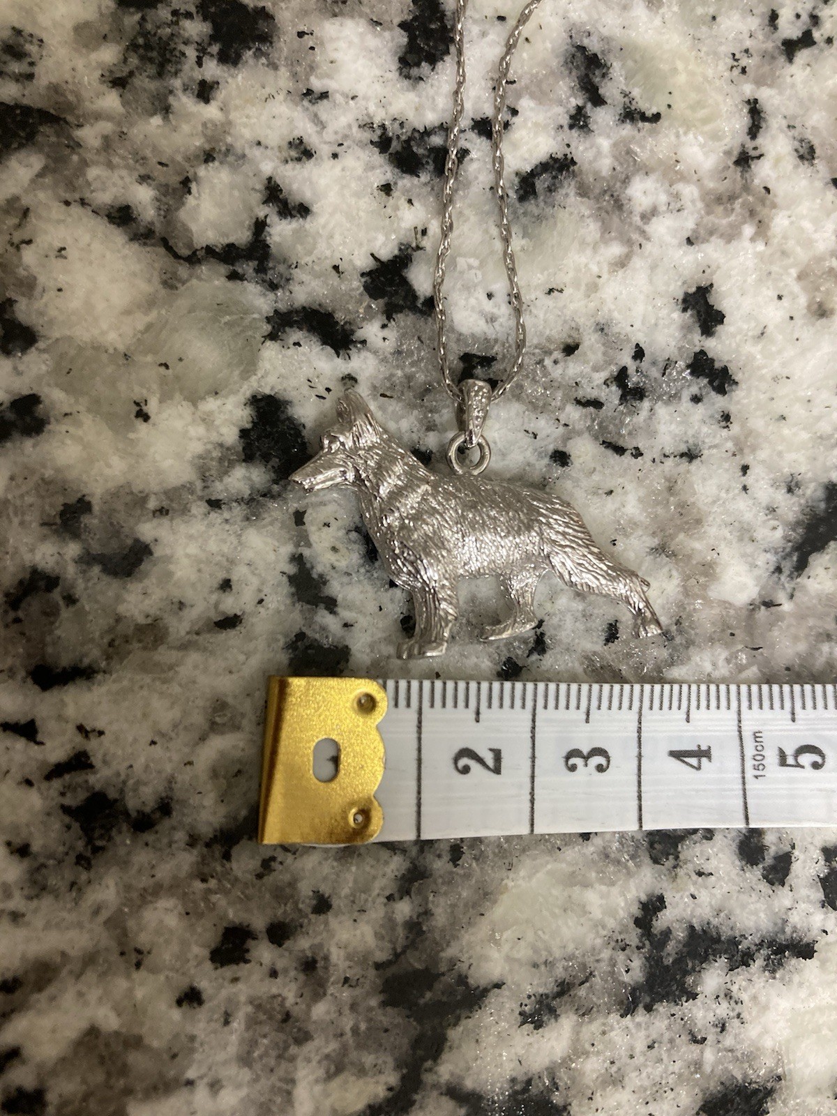 Sterling Silver German Shepard Diamond Necklace