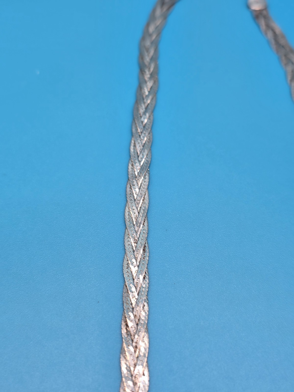 Vintage 925 Italy Sterling Silver Braided Herringbone Necklace – Made In Italy