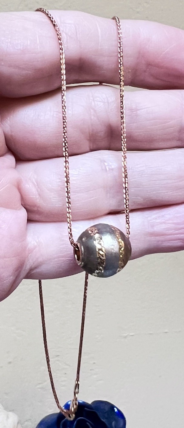 BEAUTIFUL Designer 14 Kt. Rose, Yellow & White Gold Engraved Ball/Bead Necklace