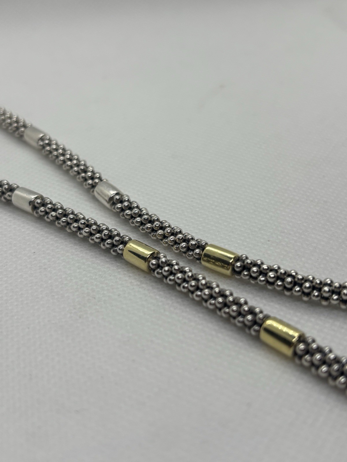 Lagos Signed 925 Sterling Silver & 18K Gold Necklace 18”