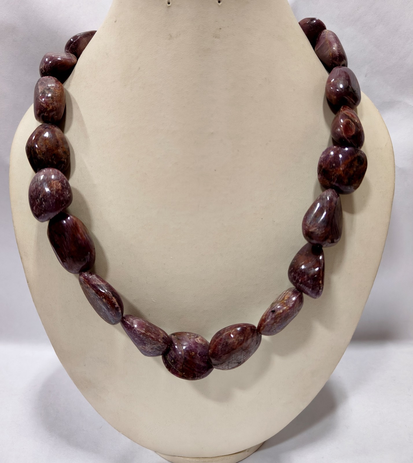 Natural Indian Ruby Tumble Beads Necklace: Handmade AAA+ Quality, 20 Inches Bead
