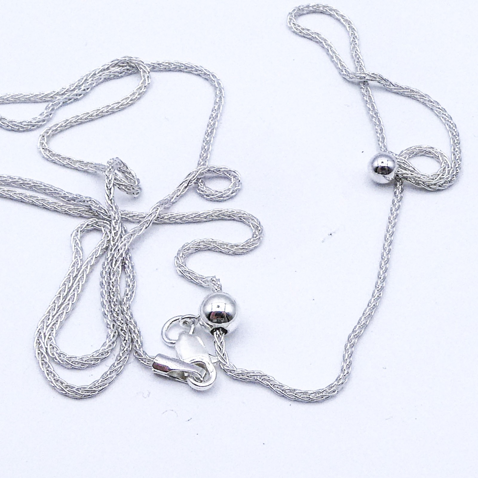 New Sterling Silver Italy Spiga Adjustable Chain Necklace 24″ Stackable 1.3 mm