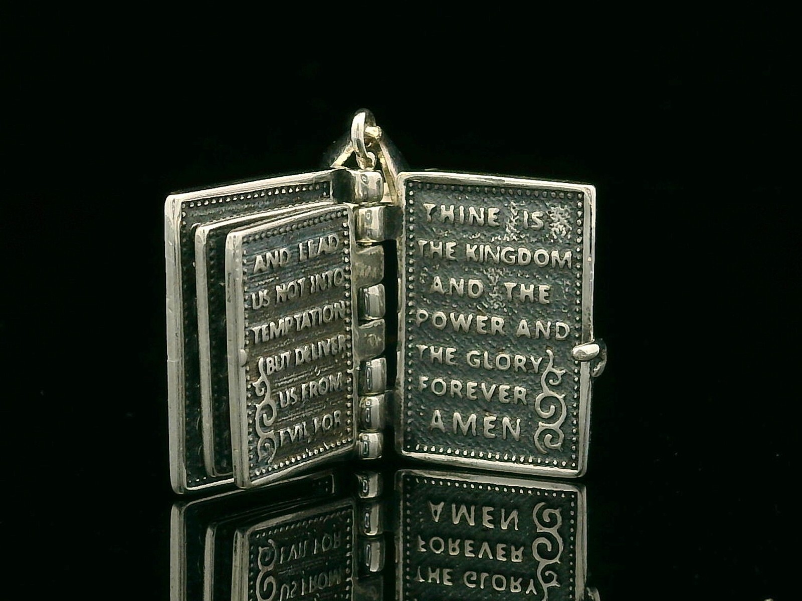 925 Sterling Silver Bible Necklace with The Lord’s Prayer
