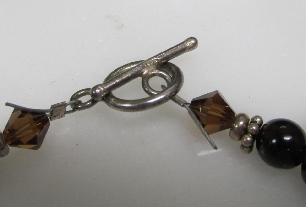 Multi-Stone Beaded Necklace w/ Unknown Stone Accent & Sterling Clasp ~ 6-C470